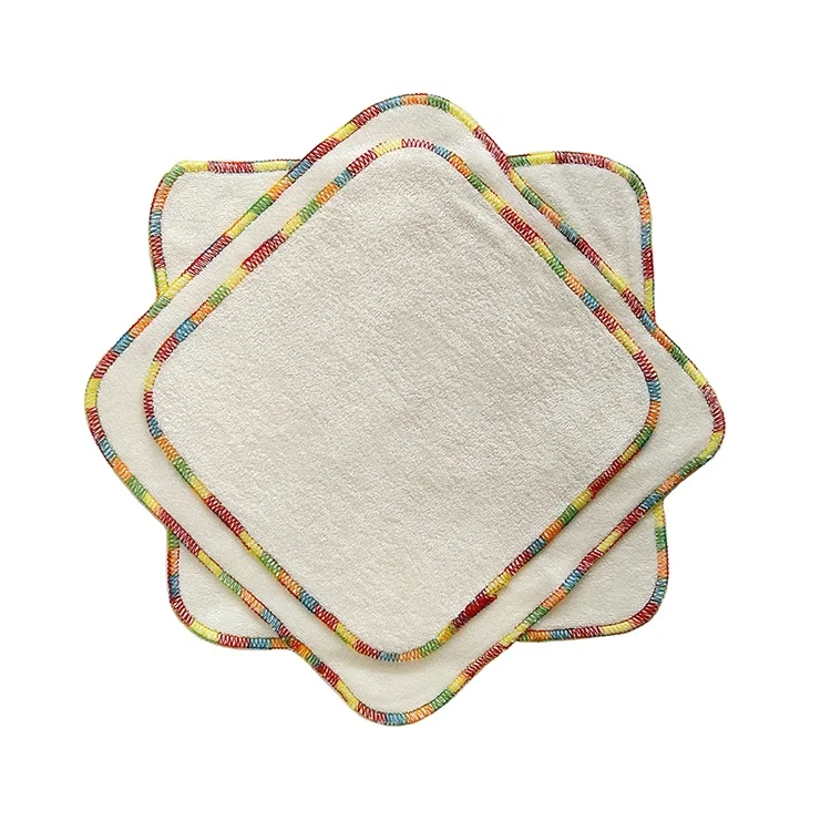 

seven color edge sewing gentle soft bamboo OKEO test wash cloth face towel cleaning bamboo wipe.