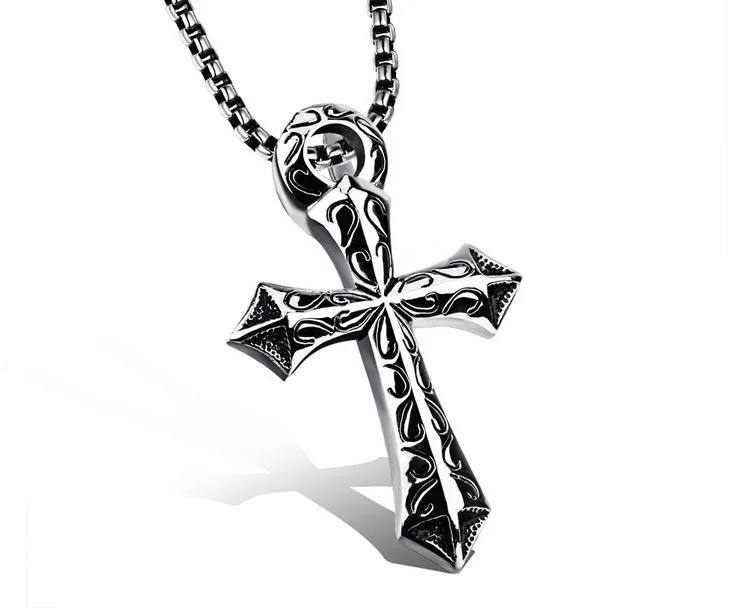 

Stainless Steel Men's Pendant Necklace Domineering Simple Large Cross Matching Chain Trendy Nightclub Fashion Jewelry