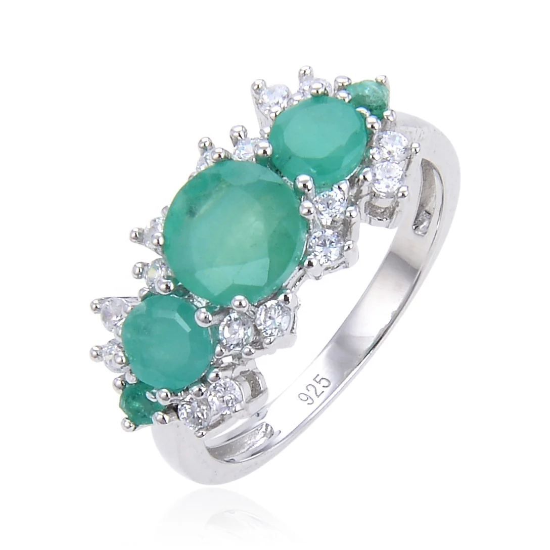 
Abiding Jewelry High End Trendy Emerald Gemstone 925 Silver Rhodium Plated Vintage Ring for Party Girl  (1600096924291)