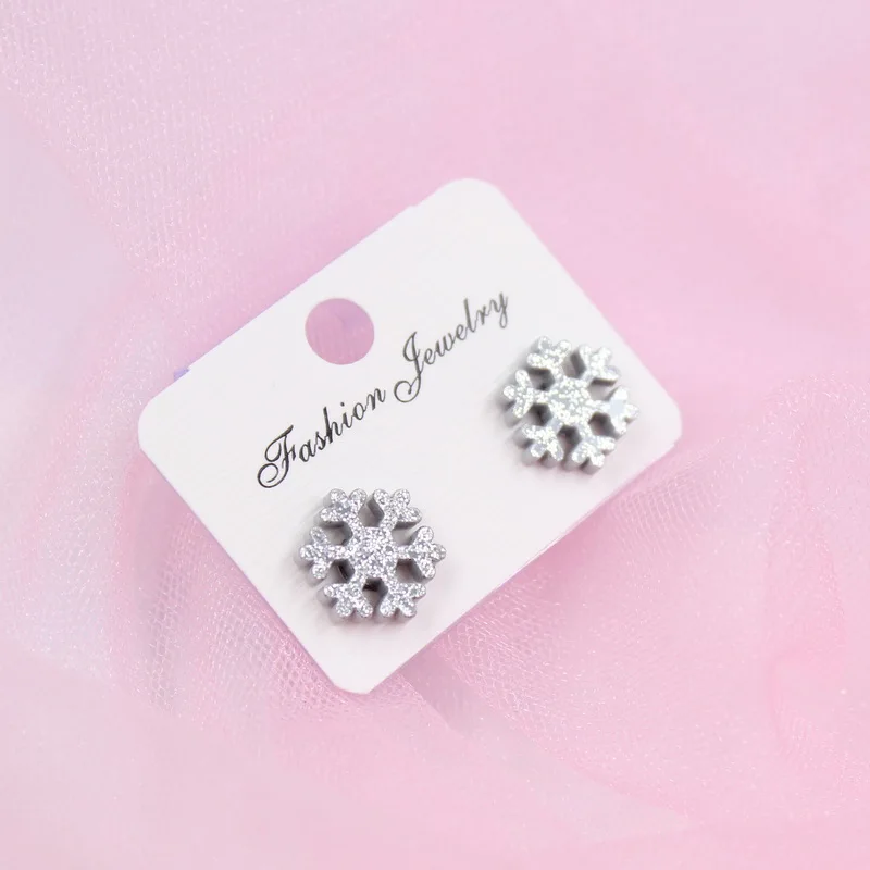 

ST-006 12mm Acrylic Snowflakes Stud Earring Silver/ Blue Glitter Christmas Earrings Acrylic Earrings, Blue glitter/silver glitter