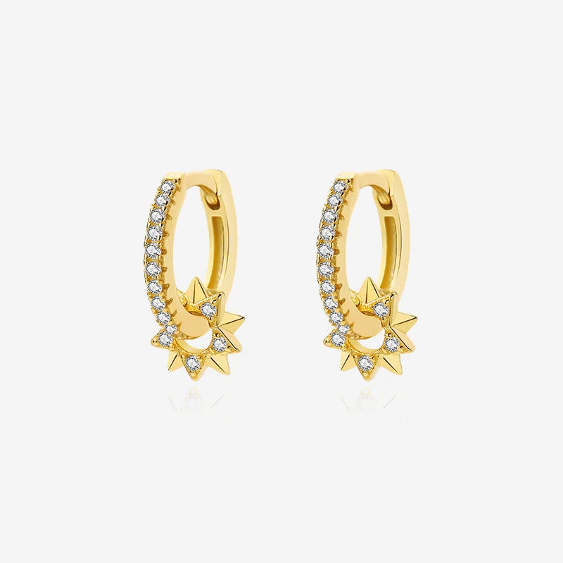 

VIANRLA White Zircon Star Pendant Shaped 925 Sterling Silver Hoop Earrings 18k Gold Plated Earrings Women Jewelry Gift