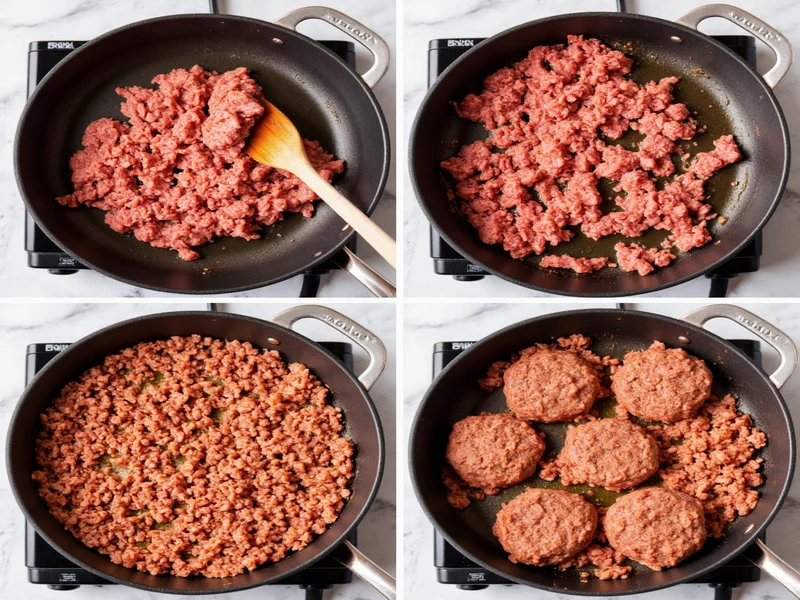 Step-by-step browning ground beef for hamburger helper