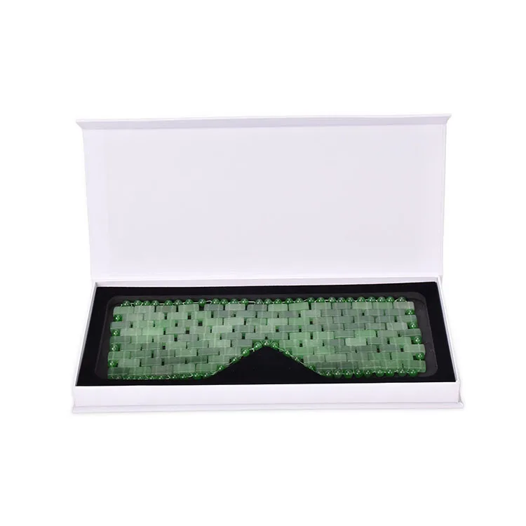 

Natural Green Aventurine Jade Crystal Sleep Mask, Wrinkle Removal Crystal Stone Facial Massager Cold Therapy SPA Eye Jade Mask