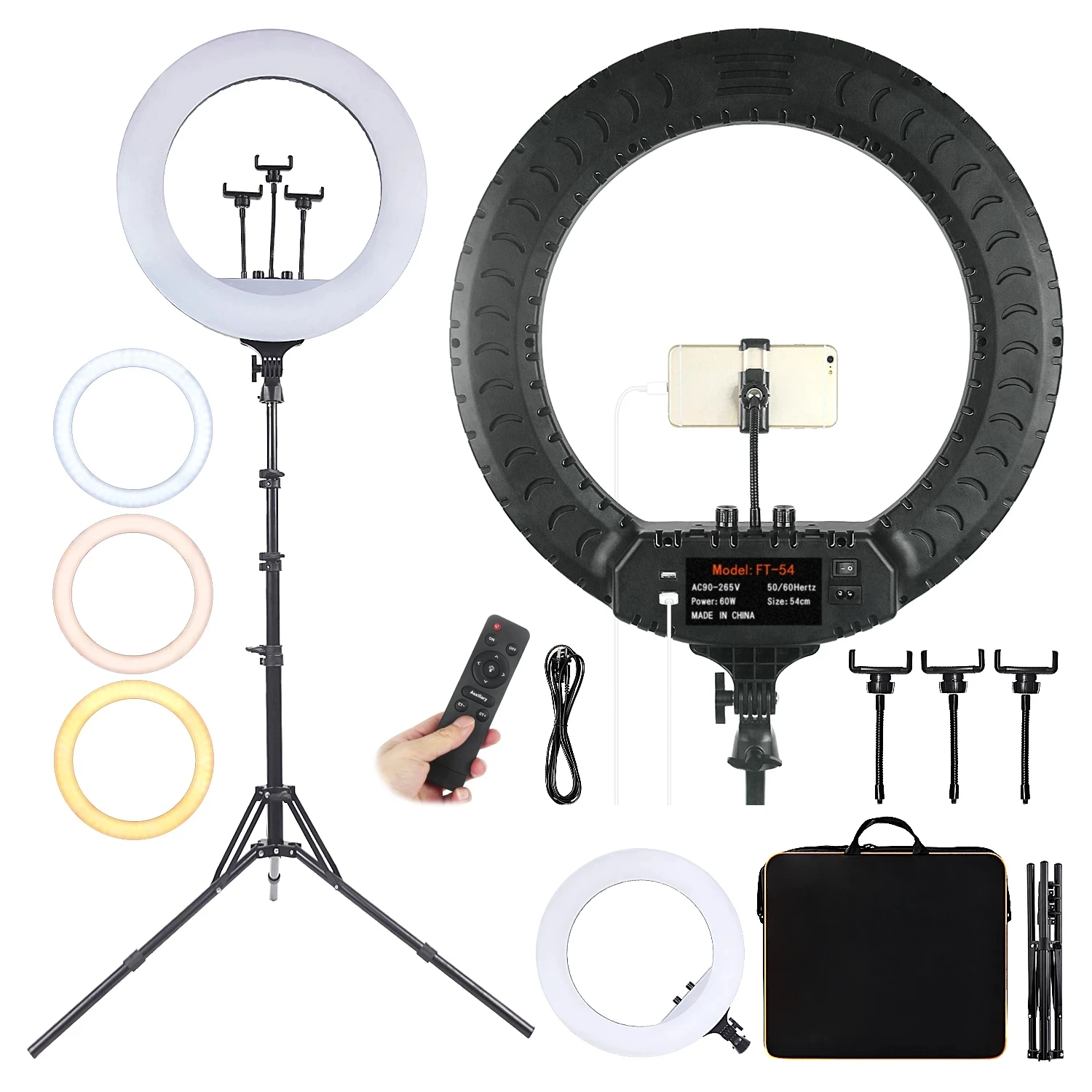 

TYJTECH 21 Inch Photographic lighting 2700-6500K LED Ring Lamp With tripod Remote RingLight For Camera Phone Youtube Makeup