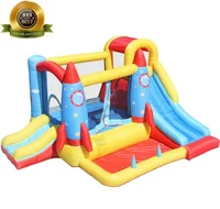 

New Arrival Inflatable Rocket Playground Castle Bouncer Slide With Pool For Kids