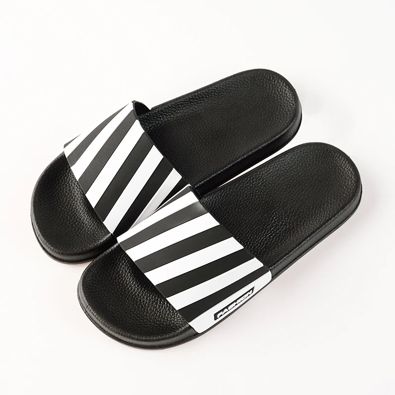 

2019 fashion outdoor color patchwork slashes soft bottom pvc men slippers