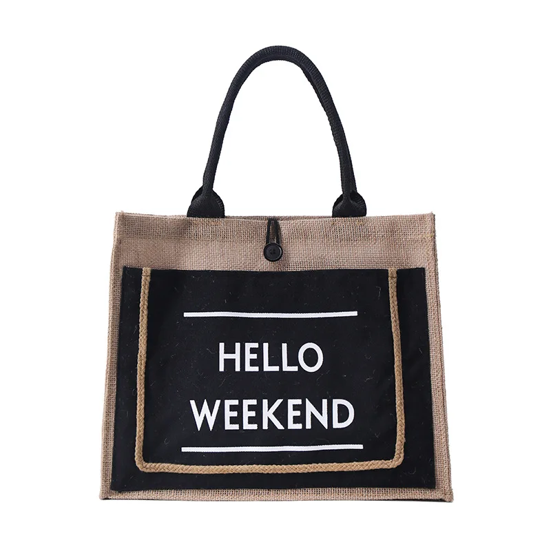 

Custom Print Design Travel Ladies Fashion Shoulder Women big Jute shoulder canvas bag Handbags