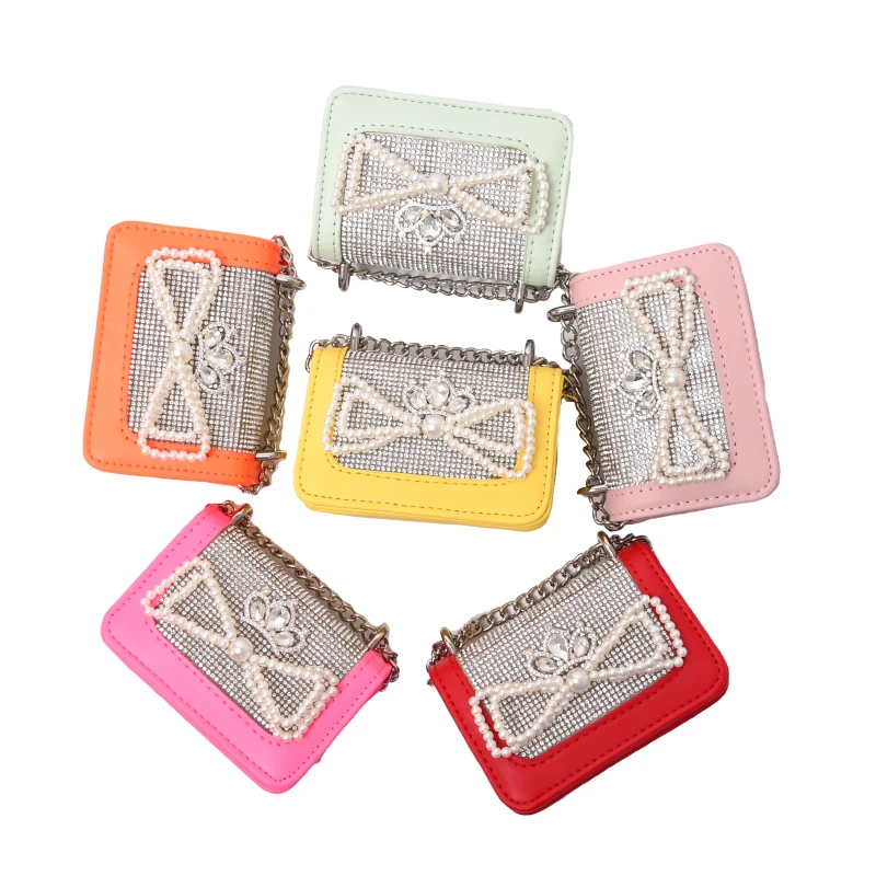 

Mini Hand Bags Kids Crossbody Purses Girls Trending Rhinestone Handbags From China, 6 colors