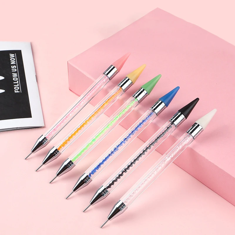 

Accesor Nail Art Tools and Equipment Metel Colorful Crystal Professional 2 in 1 Finger Nail Beauty Nail Wax Pencil for Crystal, Transparent