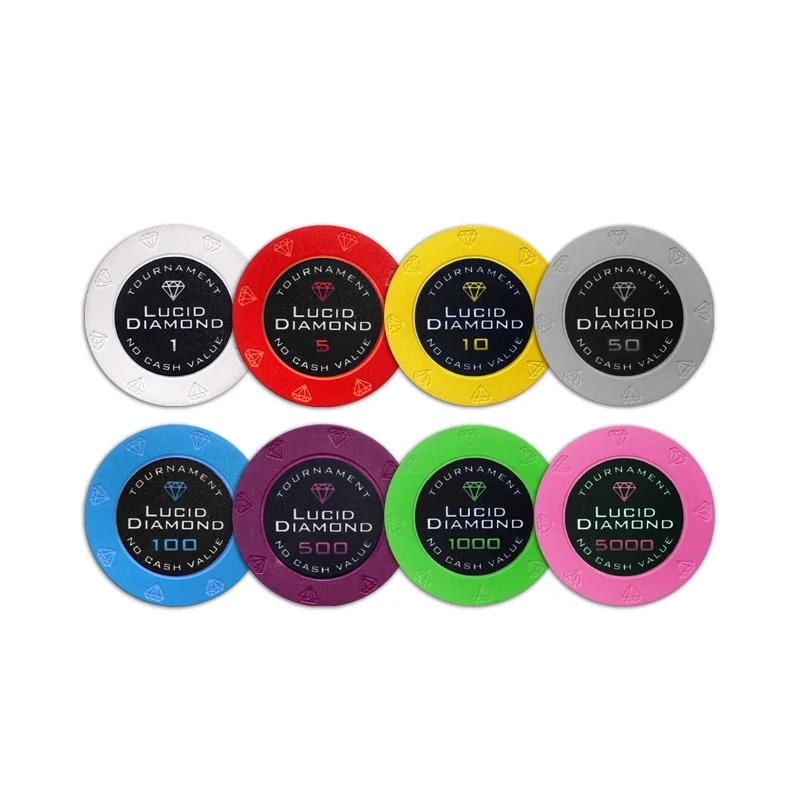 

YH Latest Design Full Sublimation Logo Cheap 39mm Ceramic Diamond Poker Chips, Customized color