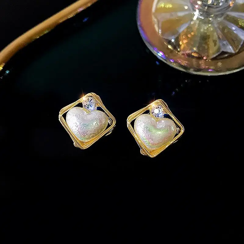 

Earring Resin French Style Funny Jewelry Card Black Stone Hollow Hoop Back Stopper Heart Flower Charms Earrings