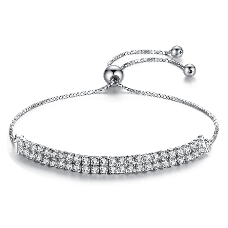 Fashion Jewelry S925 Silver Chain Shinning Zircon Diamond Adjustable Tennis Bracelets For Women