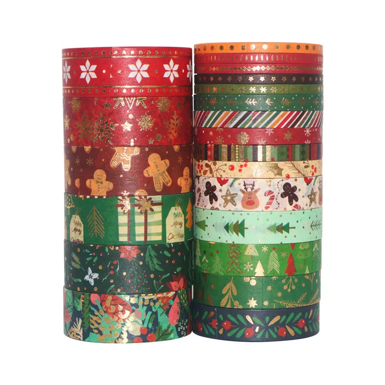 

21 Rolls Set DIY Gold Foil Christmas Adhesive Tape