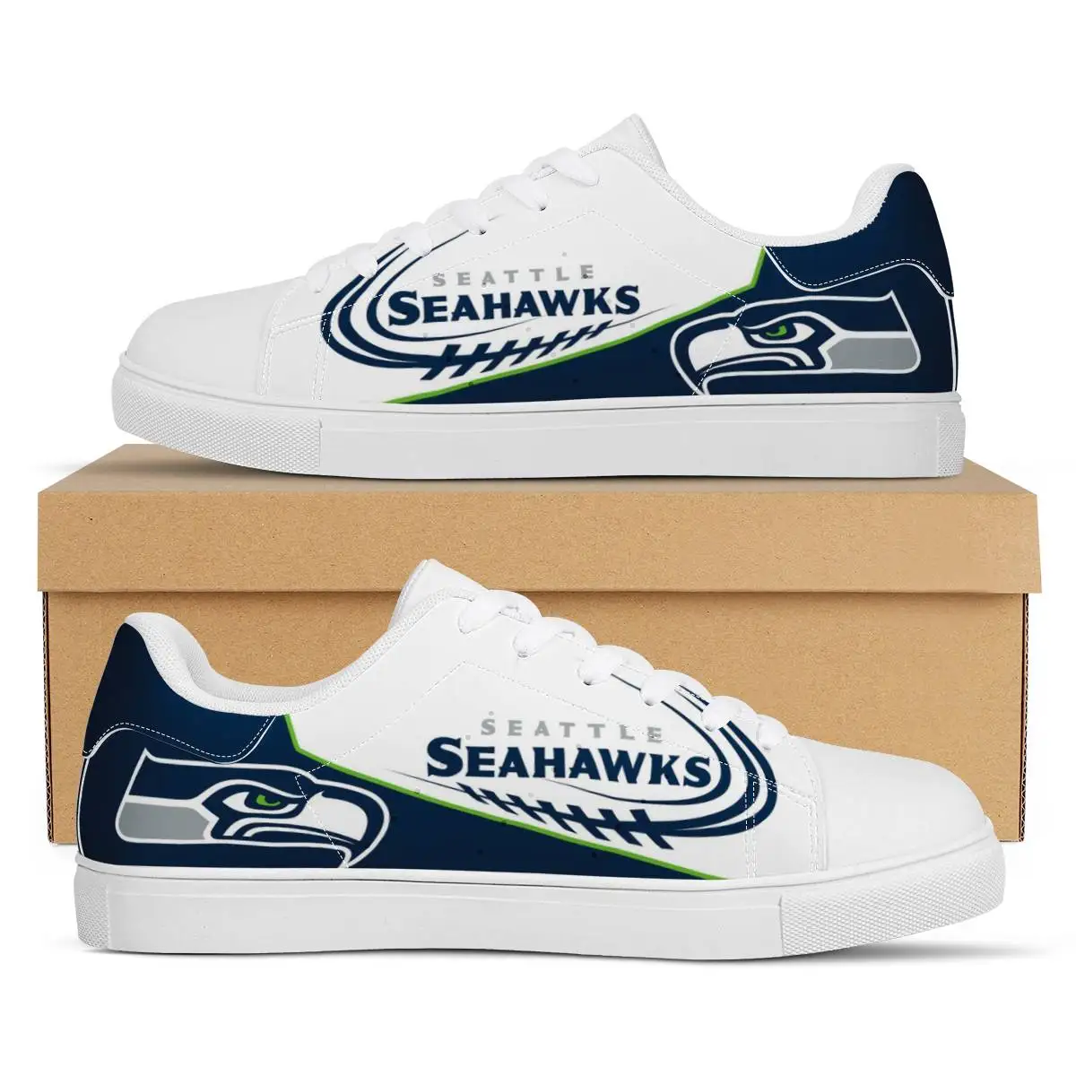 

2021 Wholesale Shoes Sports Brand Casual Custom football fans sneakers Team Seahawks Logos unisex shoe manufacturer custom men