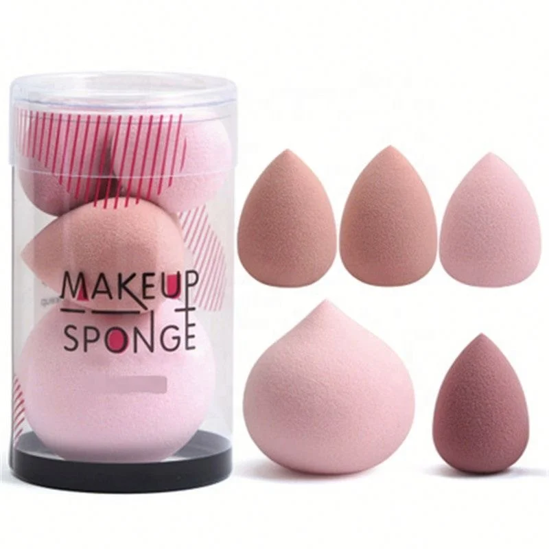 

5Pcs Makeup Sponge Set Blender Face Foundation Cosmetic Puff, Pink/blue/purple