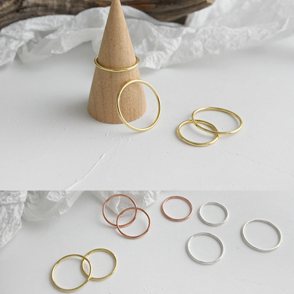

18K Plated Rose Gold Ring 1.2mm Thin Round Simple Tiny Dainty Minimalism Silver Ring, Gold/ rose gold/ silver