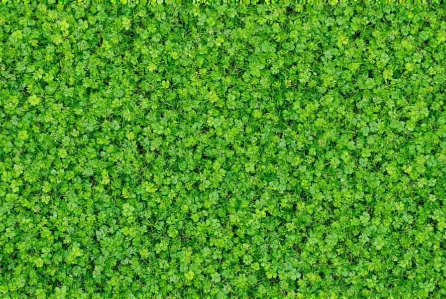 Close-up view of mini clover seedlings emerging from soil