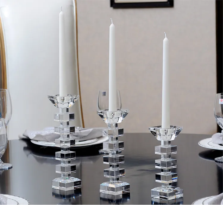 European Style Two Uses K9 Crystal Candle Holder Modern Home