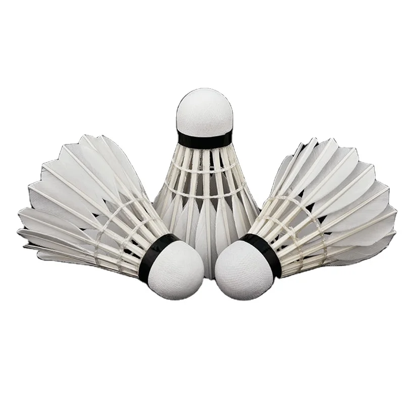 

12 piece shuttlecoke tube packing Class A grade super durabel white color goose feather badminton shuttlecock