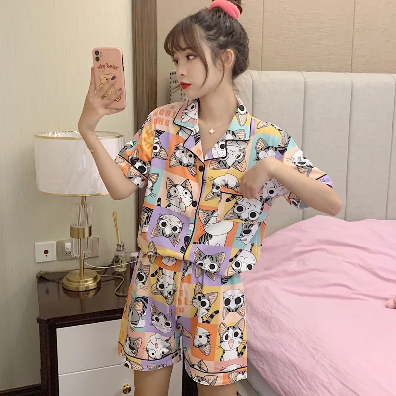 

Wholesale Cute Sleep Lounge Wear Lady Night Suit Piyama Wanita Daster Murah Pyjama Shorts Summer Pajama Sleepwear Set For Women