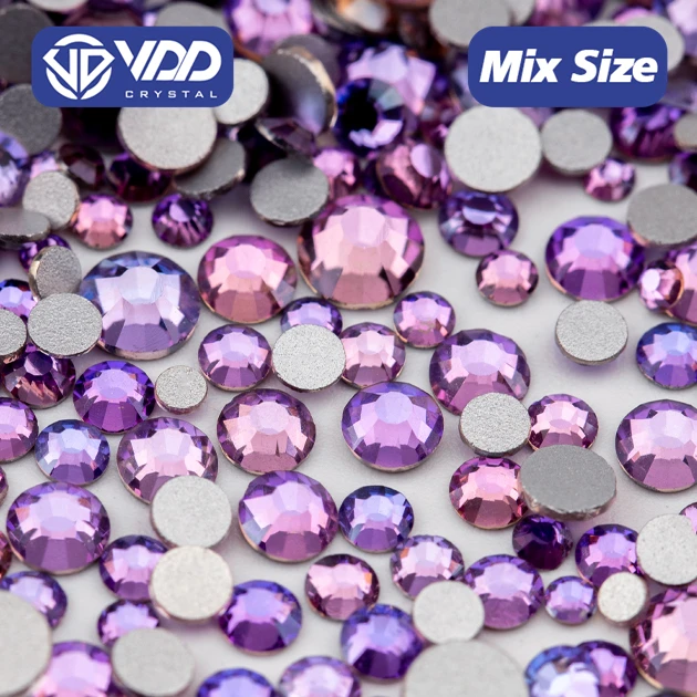 VDD 037 Angel Violet   SS6-SS20 Mix Size  Glass Rhinestone Crystal Flatback Glitter Stone Nail Art Accessories DIY Decoration