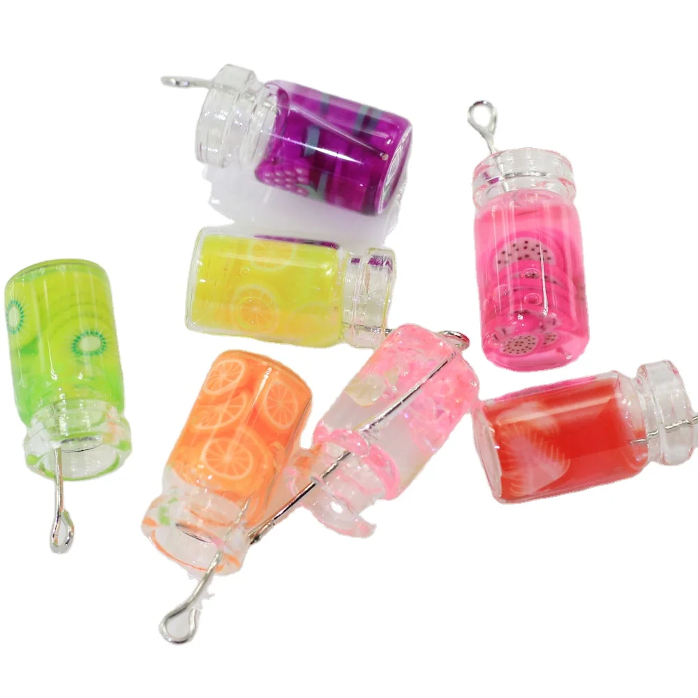 

Apple Grape Beverage Pendants 3D Mini Resin Fruit Drink Bottle Charms Fit Bracelet Earring Jewelry DIY Accessory Handmade, Same with photos