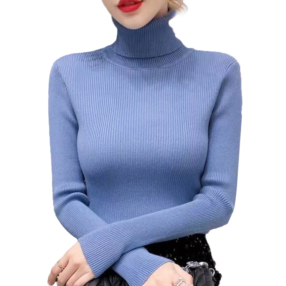 

Wholesale 2021 New Fashion High Quality Autumn Winter Long Sleeve Turtleneck Knit pullover women's sweaters