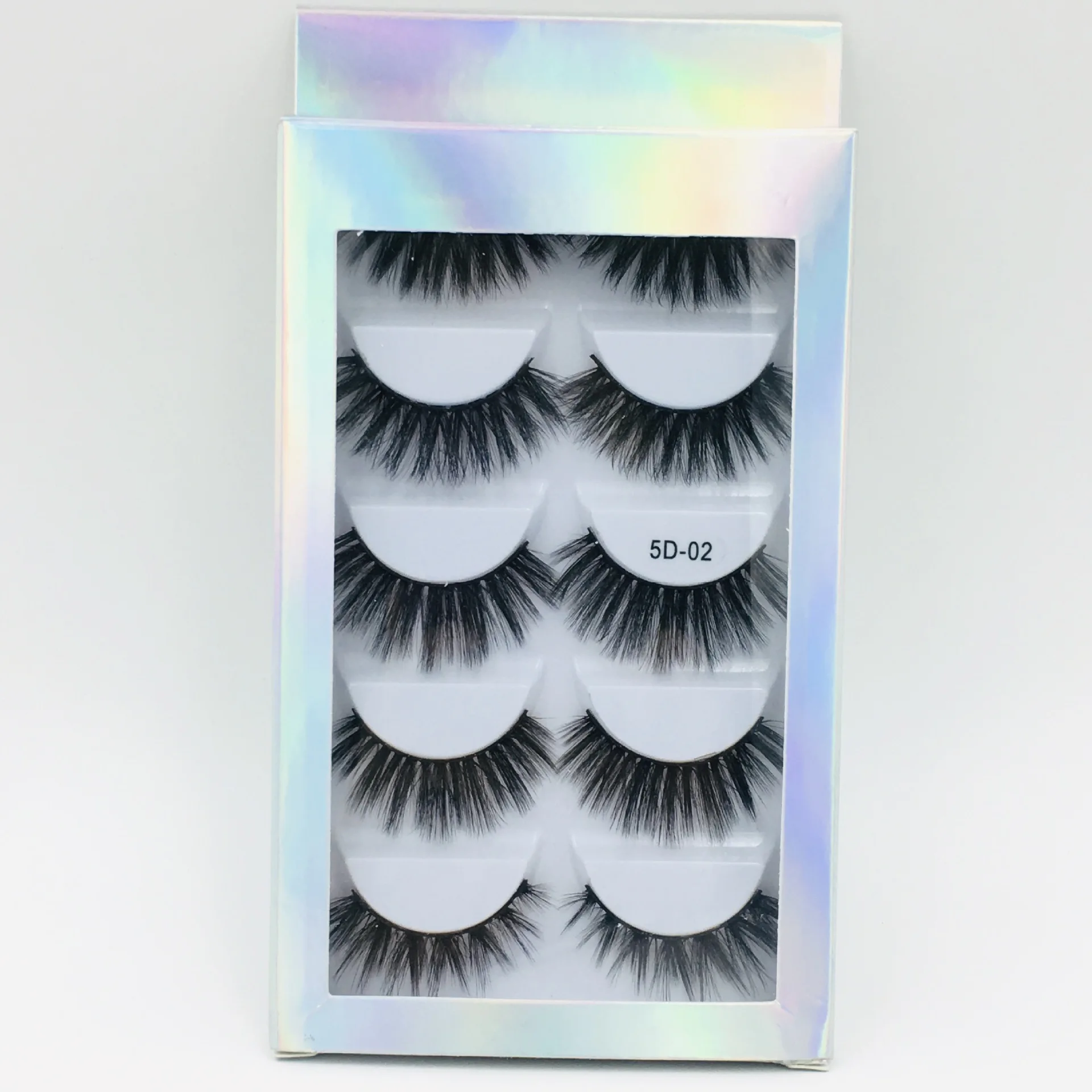 

Top Quality 3D Effect 5 Pairs Natural Long Faux Mink Silk False Eye Lashes With Customed Private Label, Natural black