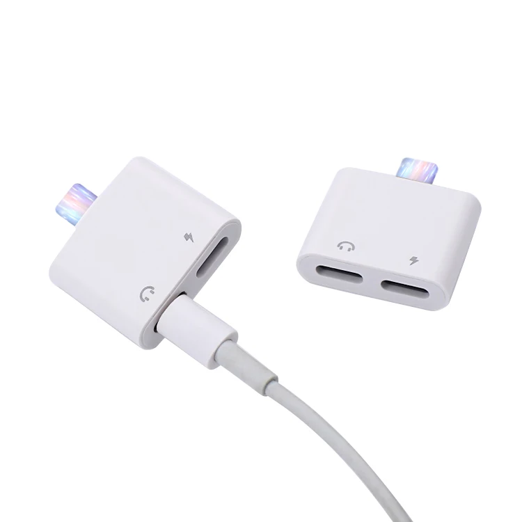 

Dropshipping Phone Adapter Dual Audio Charging Earphone Adapter Mini Ios Aux Headphone Jack Adapter For Lightning For iPhone, White