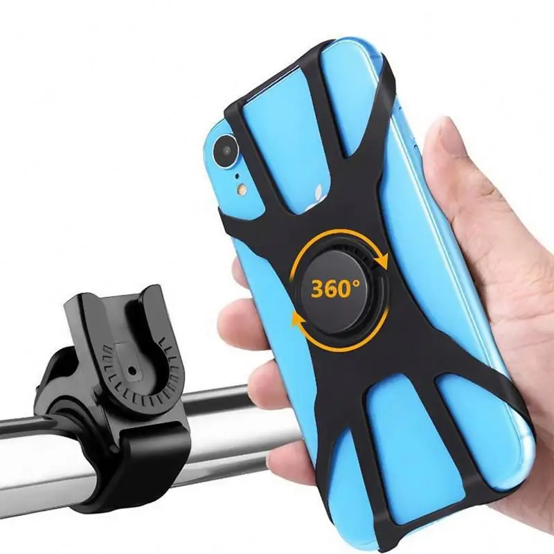 

360 rotatable silicone bicycle phone holder TOLq2 non-slip silicone motorcycle bike phone holder, Black, blue, orange, green