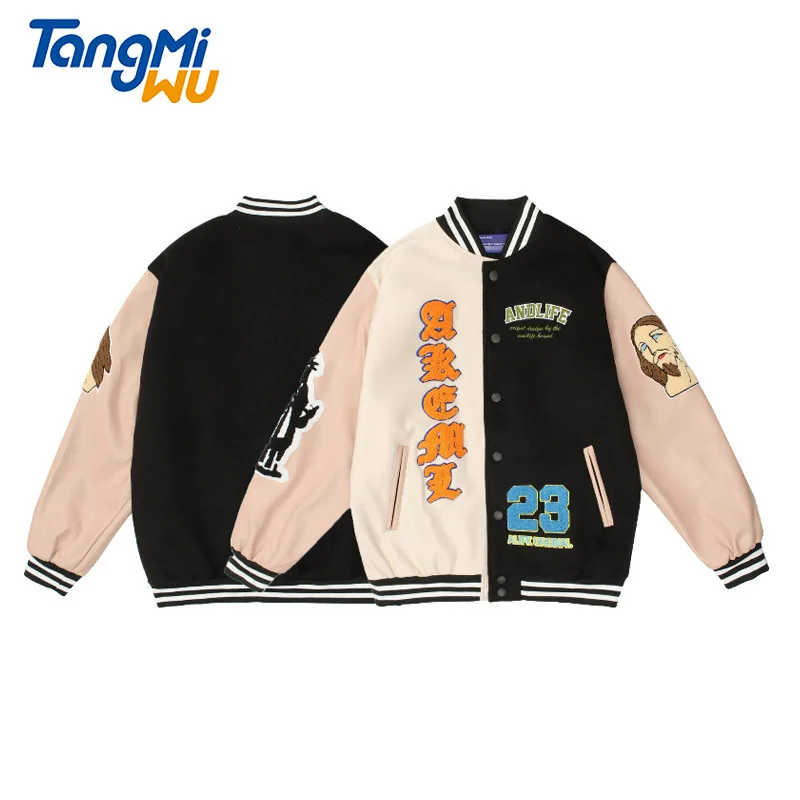 

TMW wholesale fall embroidered graphic hip Hop men jackets chaqueta de beisbol loose long sleeves vintage varsity jacket