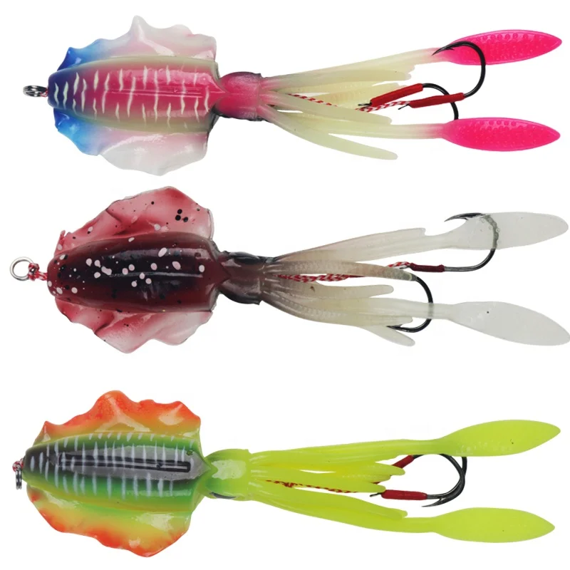 

squid jig morbido 60g luminous UV soft plastic squid bait tuna fishing lure