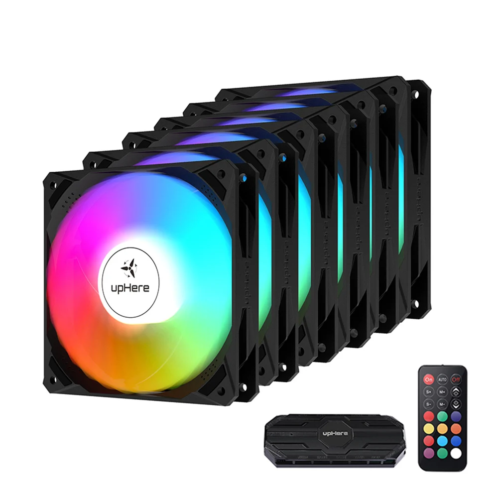 

upHere 120mm Case Fan 6PIN RGB Cooling Aura Sync Computer Cooling Led Fans RF Remote Control Quiet Chassis Fan