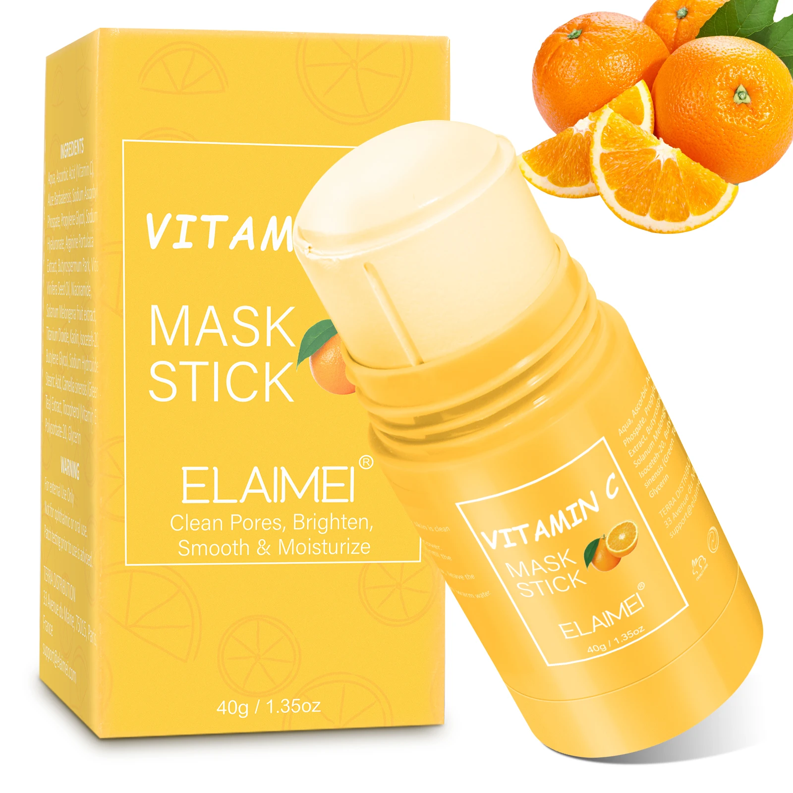 

ELAIMEI Orange Mask Stick Cleansing Whitening Acne Mud Mask Skin Care Lazy Vitamin C Facial Mask