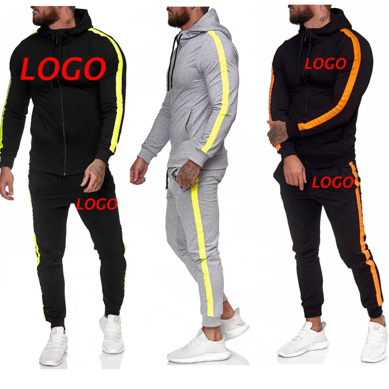

Trending 2021 autumn hooded long sleeve sports suit custom men sweatsuit 2 piece set clothing, Picture color