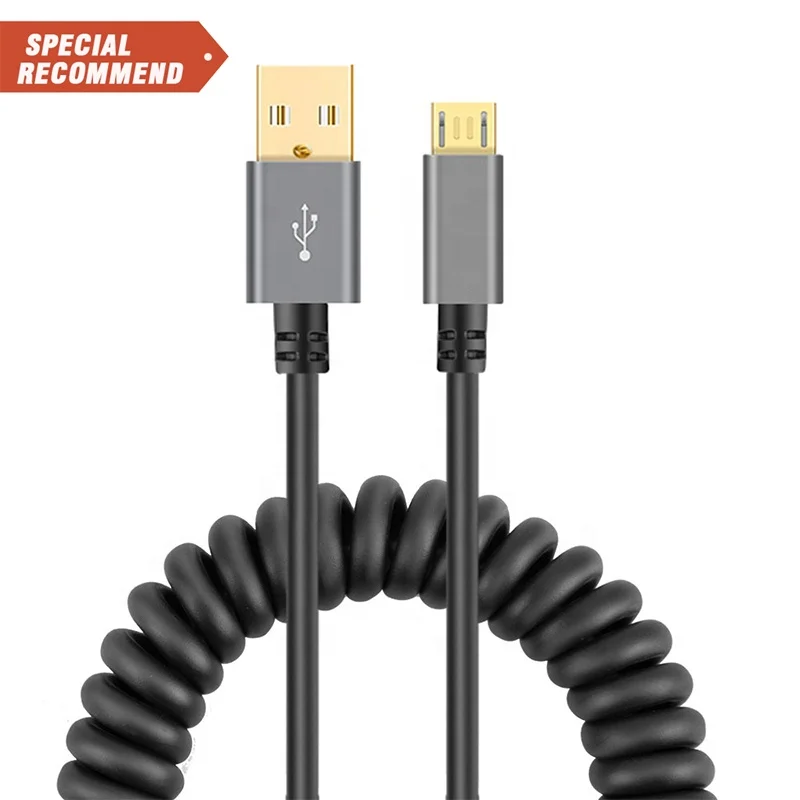 

Free Shipping's items Factory Wholesale Retractable Micro USB Cable Fast Data Charger Cord Spring Spiral Curly Coiled Cable