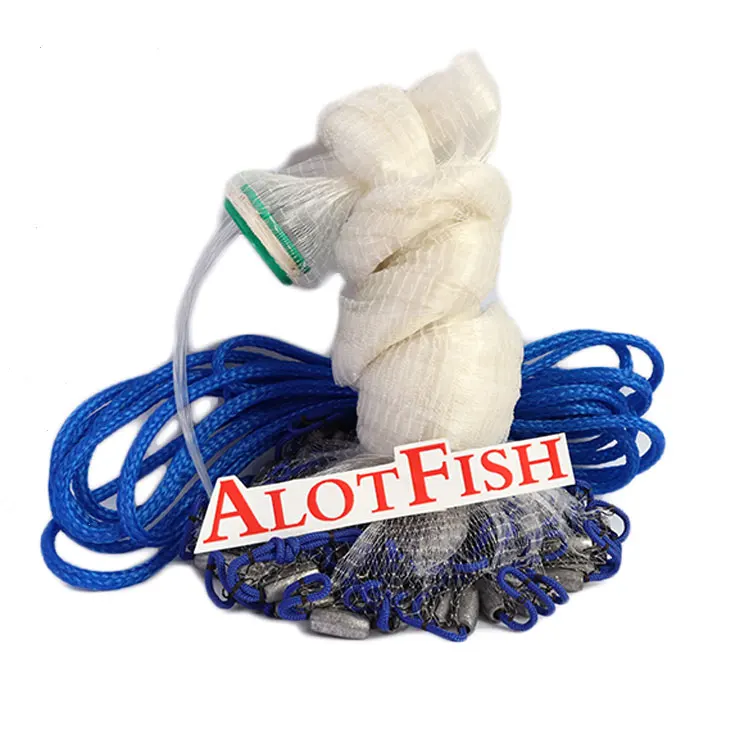 

ALotFish American style 6FT 3/8"SQ Lead olive cast net Drawstring Throwing Fishing net, Clear or as your requirement