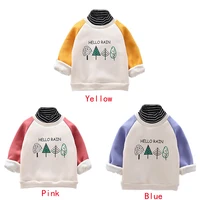 

Winter Baby Boy Outerwear Floral Letters Print Casual Long Sleeve Sweatshirt Kids Thicken Velvet Coat Outfits Tops