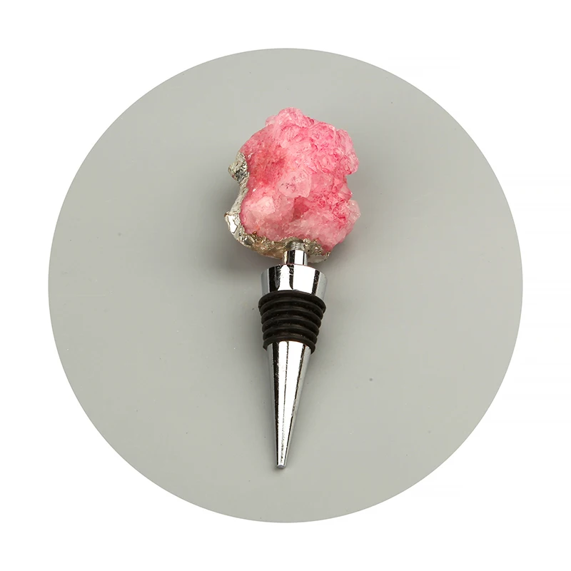 

CXDGEM JPS011 Luxury Natural Geode Pink Color Gemstone Wine Stopper
