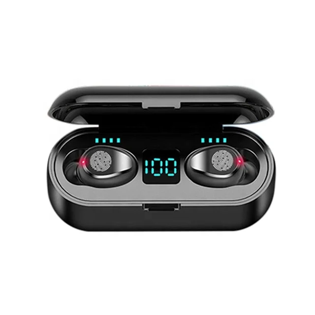 

LED Display Smart Touch Sport Waterproof With Power Bank True Earphone TWS Wireless Earbuds, Black