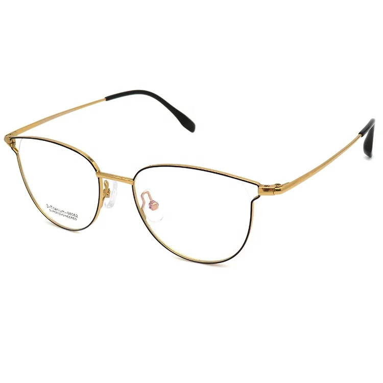 

Top quality titanium eyeglasses cat eye spectacles frame metal optical frame for wholesale