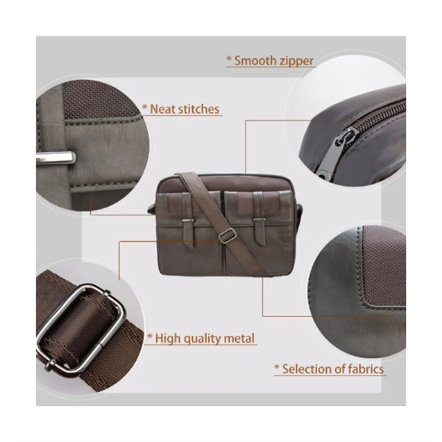 

Eco friendly durable cross body retro sling messenger bag rectangle shape small PU leather leather crossbody bags men