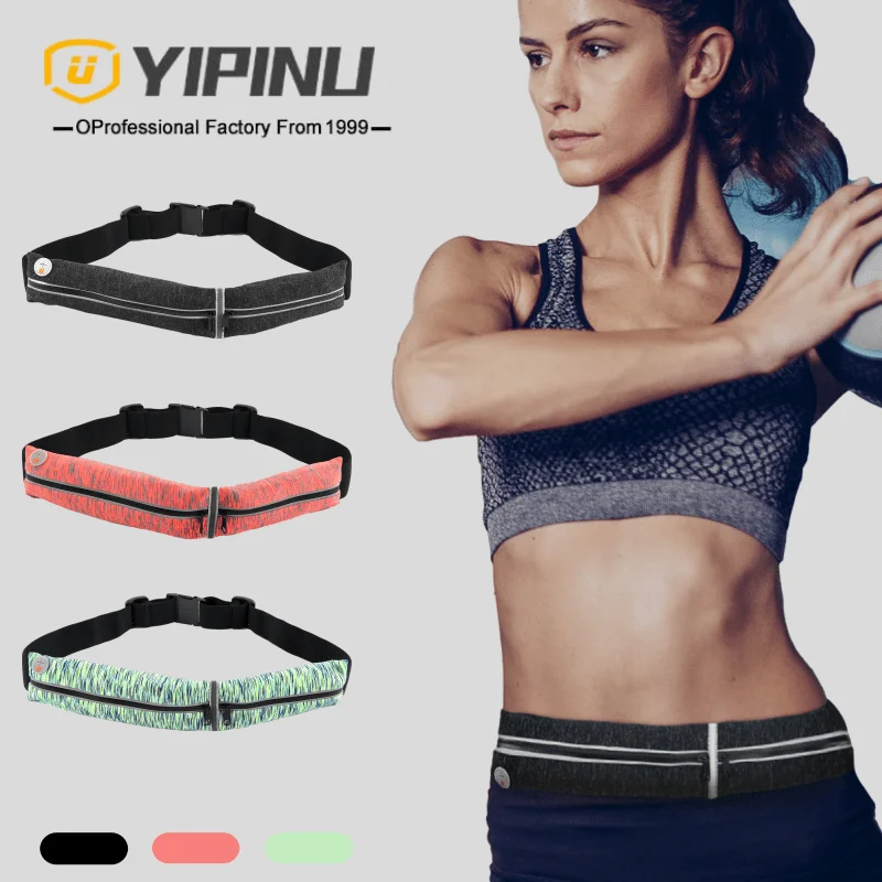 

YIPINU Sport Belt Fashion Reflective Running Waist bag, Black,red,green