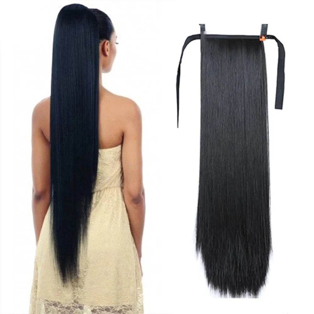 

Hair Extension Wrap Around Hairpiece Lace-up Style Long Silky Straight Braid Hair For Women, Colors