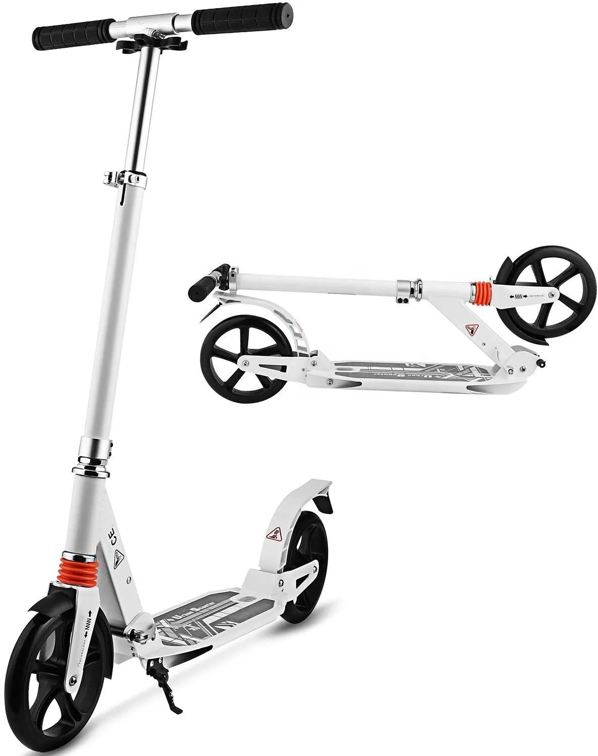 UK Scooters for Adults Teens Kick Scooter with Adjustable Height Dual Suspension and Shoulder Strap 8 inches Big Wheels Scooter