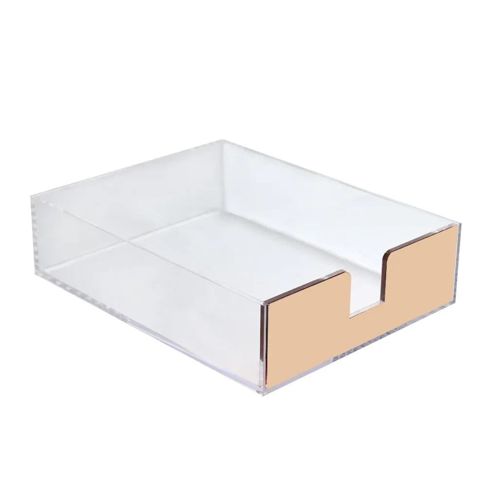 
Stationery gift desktop organizer Gold File Trays Transparent Documents Tray 