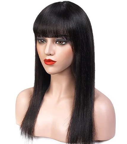 

Ross Pretty Exclusive Price Brazilian Cuticle Aligned Hair Virgin Hair Natural Black Color Silky Straight Wig With Bang