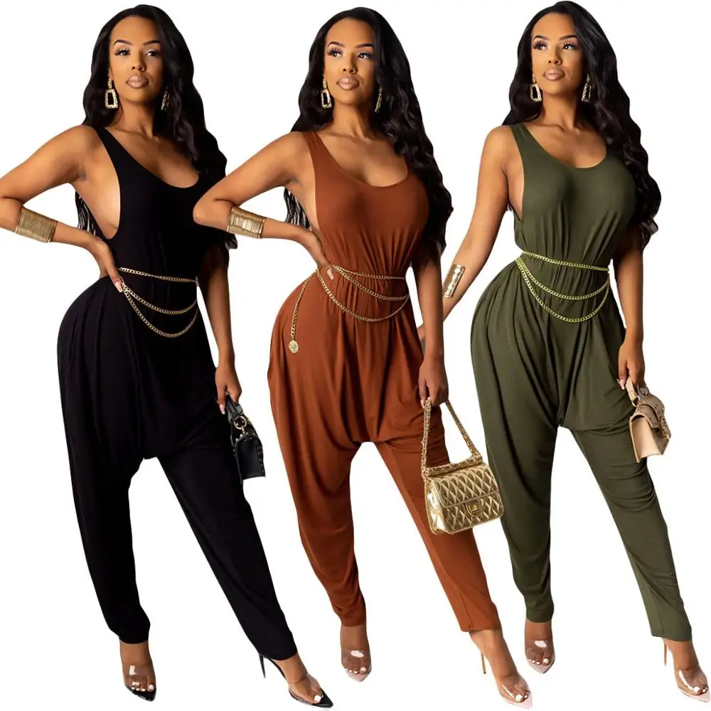 

20205-MX78 summer sleeveless harem jumpsuit women sehe fashion