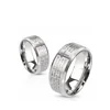 Titanium Laser Etched Lords Prayer Over Brushed Finished Beveled Edge Ring,Silver And Rose Gold Bible Wedding Ring