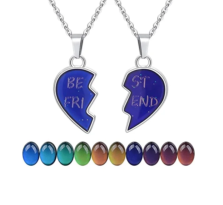 

Stainless Steel Rolo Chain Necklace Temperature Sensing Color Changing Pendant Necklace, Picture shows
